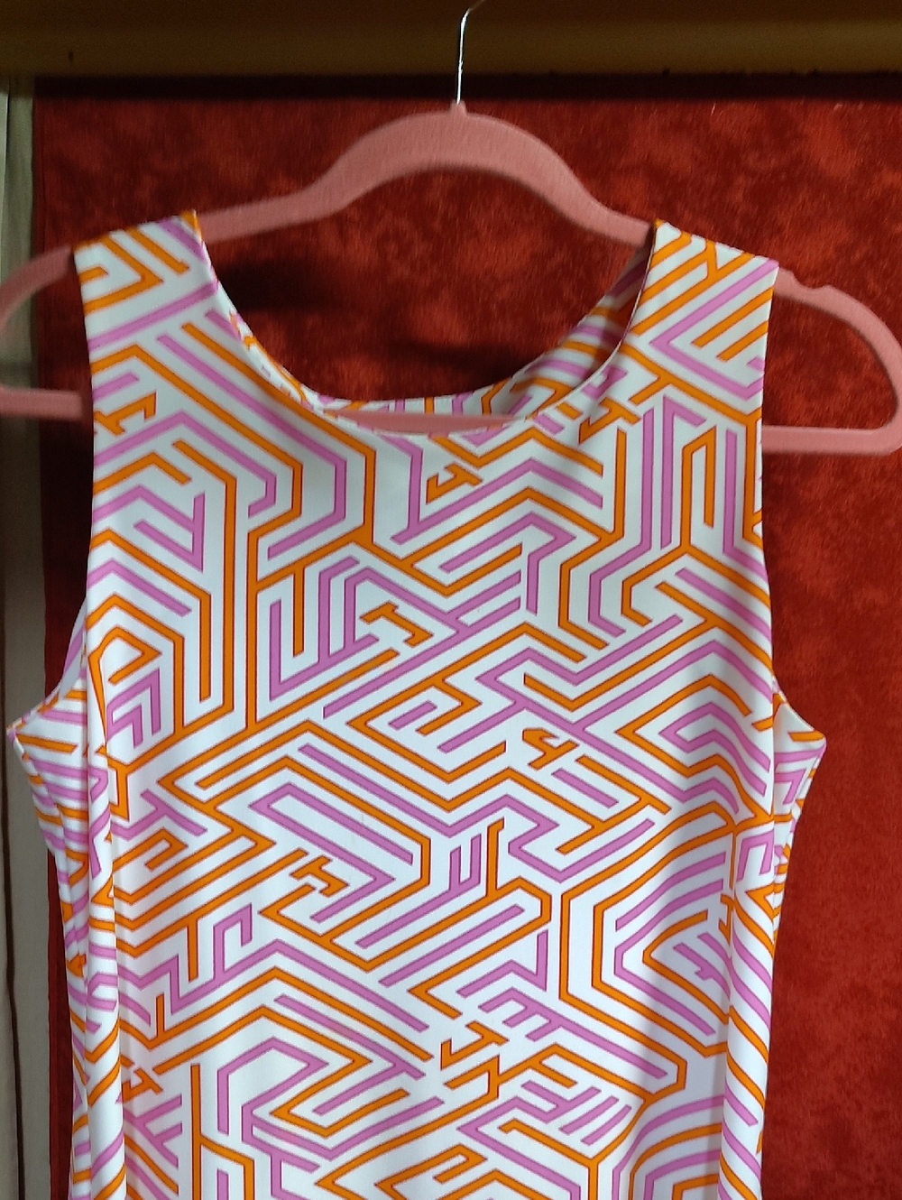 Jude Connally Geometric Tank Dress in Orange and Pink
